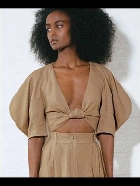 EUC | Mara Hoffman | Raya Crop Top in Tan | SZ 2/SM